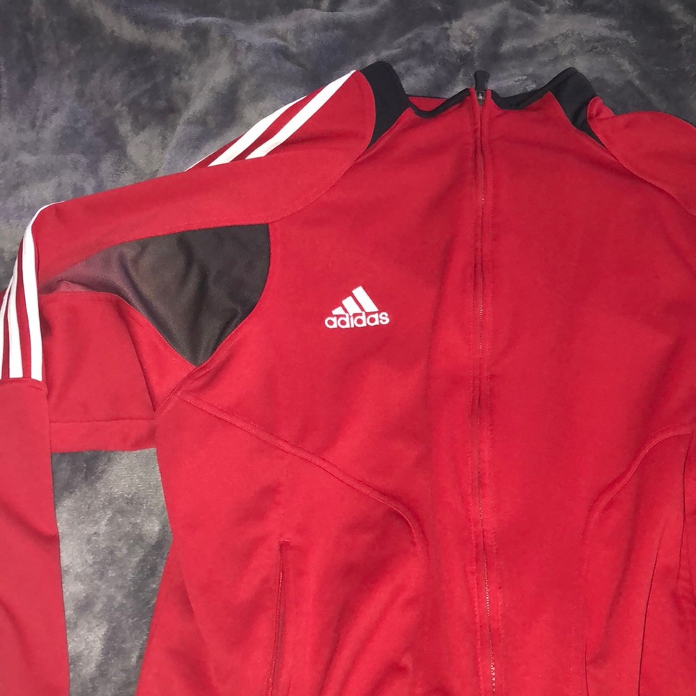 adidas red zip up jacket
